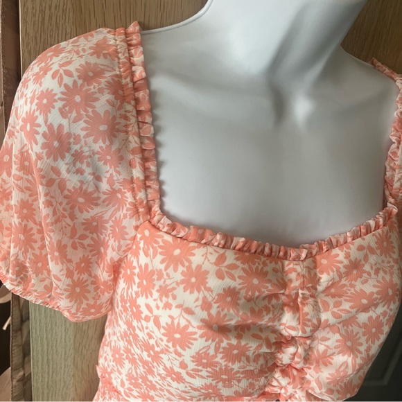 NWT Madden‎ NYC Pink and White Floral Dress 1 X milkmaid - Picture 3 of 7